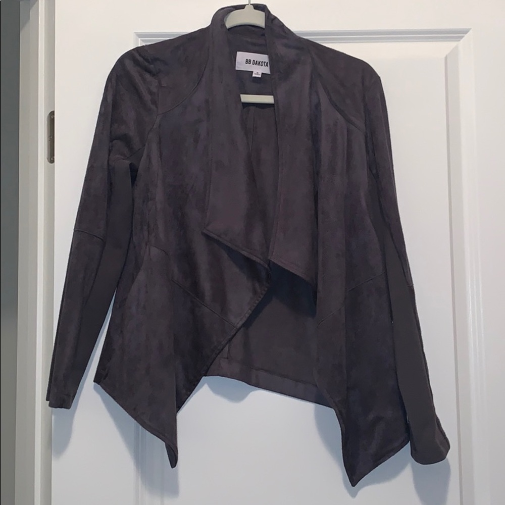 BB Dakota drape grey suede jacket